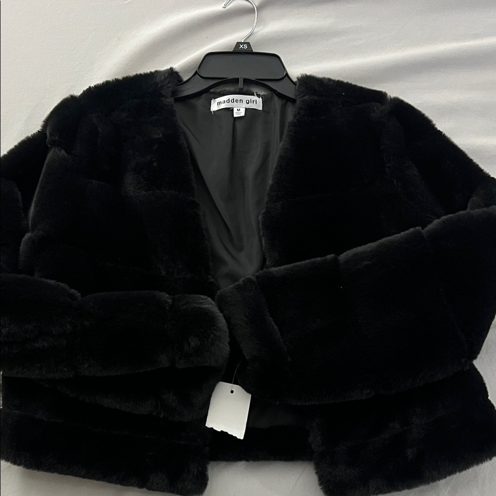 Madden Girl Plush Black Teddy Jacket